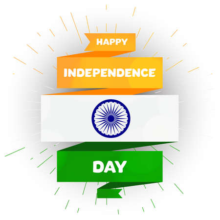 Happy Independence day India Greeting Template with Ashoka wheel. 15th of august. Design elements for print, card, banner, celebration. Vectorのイラスト素材