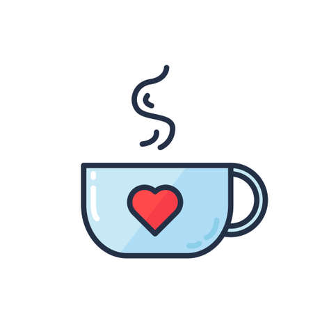 Cup with lovely drink and a painted heart. Vectorのイラスト素材