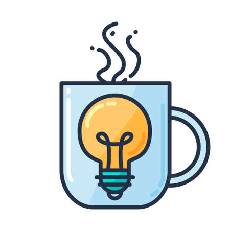 Great Idea Concept with Light Bulb Shape and cup of drinking. Thought and imagination symbol. Vectorのイラスト素材