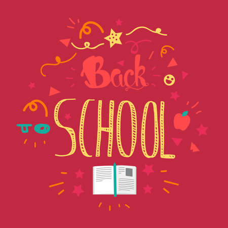 Vintage Back To School Lettering Banner. Knowledge day poster. Vectorのイラスト素材