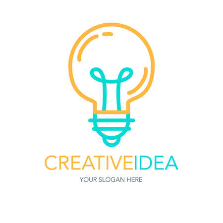 Simple Creative Success Idea Logo. Innovation symbol. Light bulb sign. Design element for business startup, technology, science. Icon concept of invention, study, imagination and creativity. Vectorのイラスト素材