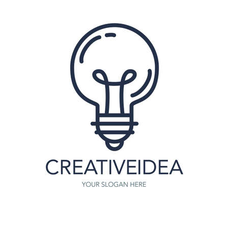 Simple Creative Success Idea Logo. Innovation symbol. Light bulb sign. Design element for business startup, technology, science. Icon concept of invention, study, imagination and creativity. Vectorのイラスト素材