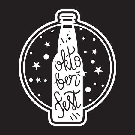 Oktoberfest Lettering. Beer festival handmade design element for badge, sticker, poster and print, t-shirt, apparel. Vectorのイラスト素材