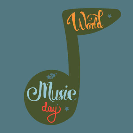 Vintage World Music Day Lettering for Banner and Badge. Sticker, Poster, Card Design Template. Vectorのイラスト素材