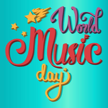 Vintage World Music Day Lettering for Banner and Badge. Sticker, Poster, Card Design Template. Vectorのイラスト素材