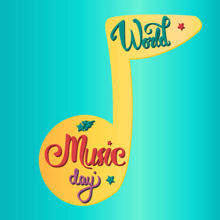 Vintage World Music Day Lettering for Banner and Badge. Sticker, Poster, Card Design Template. Vectorのイラスト素材