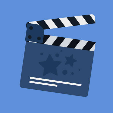 Flat movie clapperboard symbol. Stylish blank movie clapperboard elements.のイラスト素材
