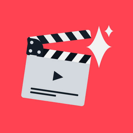 Flat movie clapperboard symbol. Stylish blank movie clapperboard elements.のイラスト素材