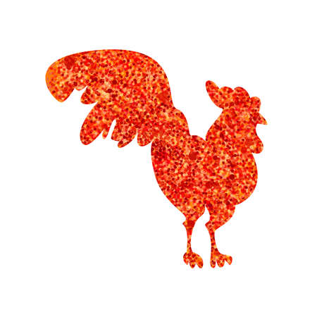 Red Fire Cock for print and poster, banner and sticker. Happy new year greeting card. Vectorのイラスト素材