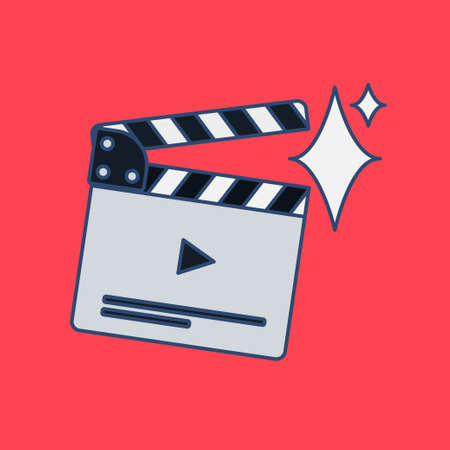 Flat movie clapperboard symbol. Stylish blank movie clapperboard elements. Vectorのイラスト素材