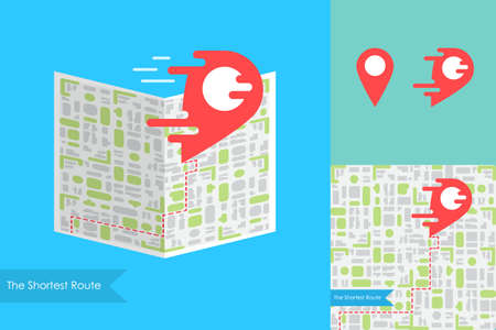 Liquid Red Pointer on Map. Fast Delivery or the Shortest Route Symbol. Navigation and search of place design. Vectorのイラスト素材