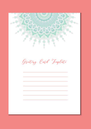 Mandala vintage template card in arabic and indian, islam and ottoman, turkish, asian style for brochure, flyer, greeting, invitation card, cover. Format A4. Floral holiday ornamental design. Vectorのイラスト素材