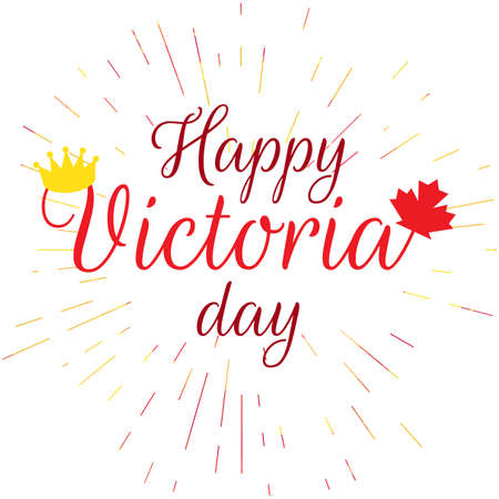 Happy Victoria Day Sticker And Banner With Royal Crown. Vectorのイラスト素材