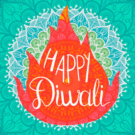 Bright Stylish Colorful Happy Diwali Celebration Banner with Fire.のイラスト素材