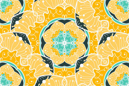 Hand drawn mandala seamless pattern.