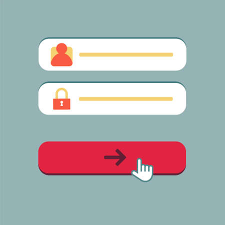 Web Template and Elements for site form of email subscribe, newsletter or login to account, submit. Vectorのイラスト素材