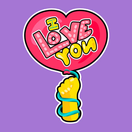 Vector Romantic Love Patch in doodle styleのイラスト素材