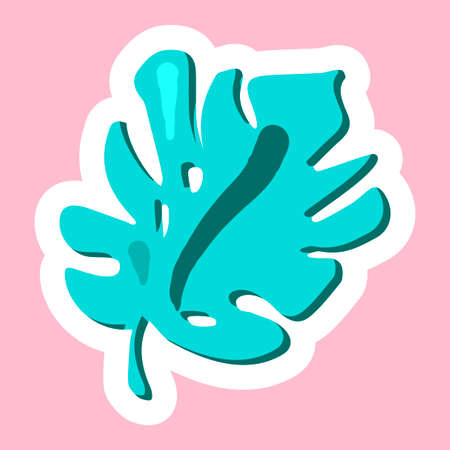 Green tropical leaf. Nature sticker and patch. Eco symbol. Park sign. Plant icon. Vectorのイラスト素材