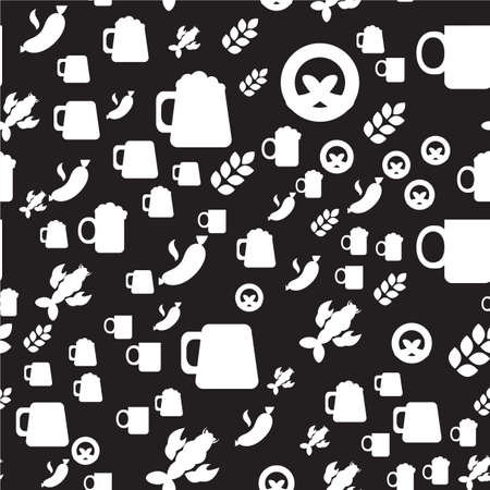 Oktoberfest Seamless Pattern. Black White Beer Festival Ornament. Vectorのイラスト素材