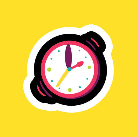 Stylish colorful cartoon business sticker with clocks. Time management insignia. Task management icon. Vectorのイラスト素材