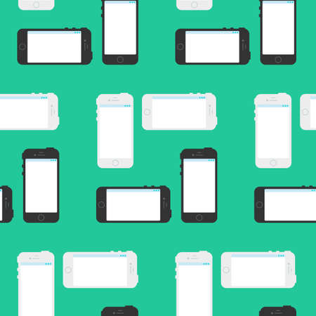 Stylish seamless pattern with smartphones in flat style. Cartoon design backdrops about technology, IT, internet, social networks and technical progress and supportのイラスト素材