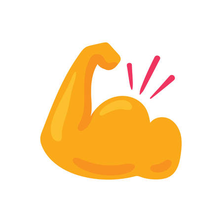 Biceps flat color illustration. Champion, winner clipart. Power, strength hand drawn design elementのイラスト素材