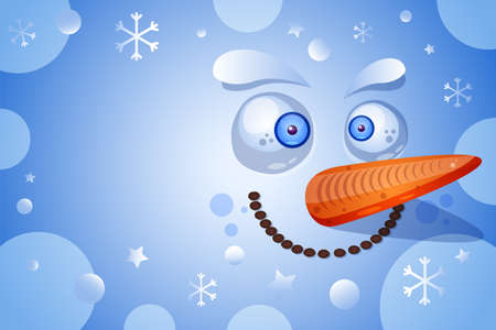 Christmas, New Year postcard vector template. Happy snowman face flat design with text spaceのイラスト素材