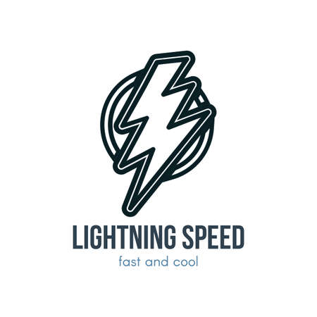 Thunder hand drawn contour illustration. Lightning bolt logo. Speed, energy linear elementのイラスト素材