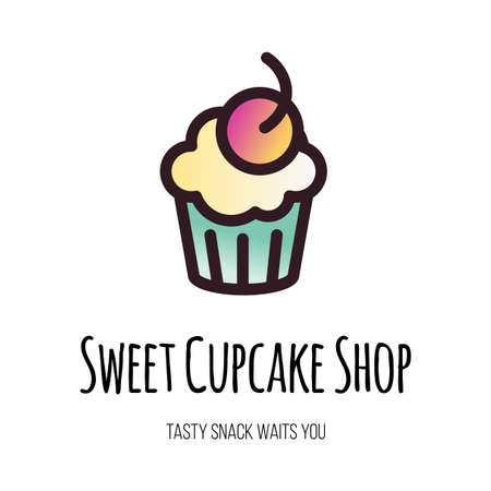 Sweet cupcake shop flat vector logo designのイラスト素材