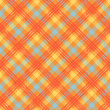 Tartan orange color seamless vector pattern. T-shirt fabric texture. Flannel textile backgroundのイラスト素材