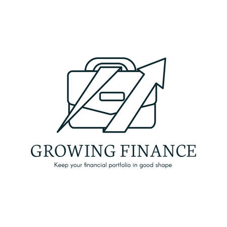 Growing finance flat icon. Business, funding company logo. Digital case with arrow isolated clipartのイラスト素材