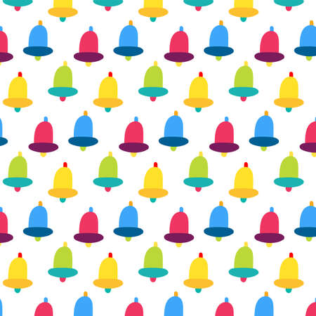 Handbell vector seamless pattern. Cartoon bell, doorbell. Wallpaper, wrapping paper flat designのイラスト素材