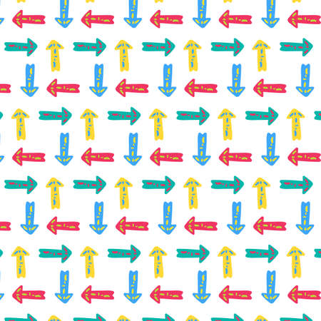 Arrow, pointer vector seamless pattern. Geometric symbols texture. Wrapping paper flat designのイラスト素材