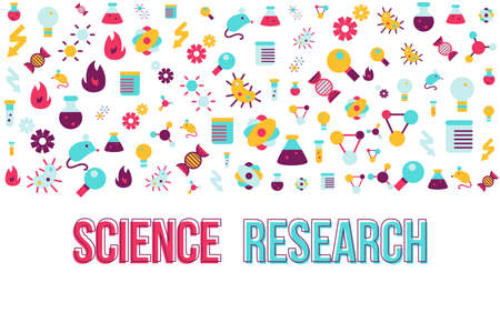 Biology research flat banner vector template. Scientific diagnostic illustration with text spaceのイラスト素材