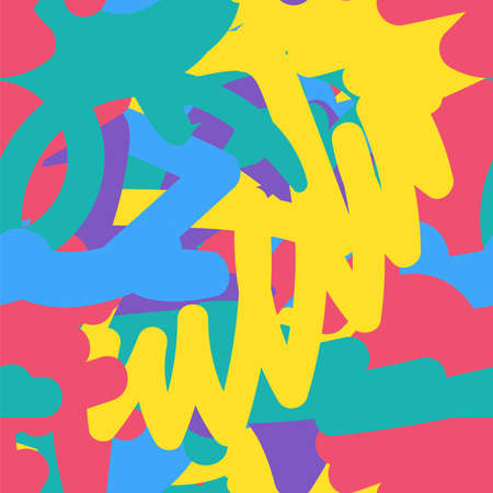 Abstract hand drawn seamless pattern. Multicolor scribbles. Wallpaper, wrapping paper vector design