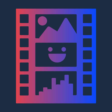 Colorful Diafilm for Multimedia Production Icon. Design Element of Workflow in Cinematography...