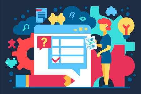 Character Woman Check Test in Internet Bannerのイラスト素材