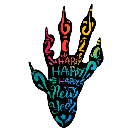 2020 Happy New Year On Mouse Paw Pad Form Banner Multicolored