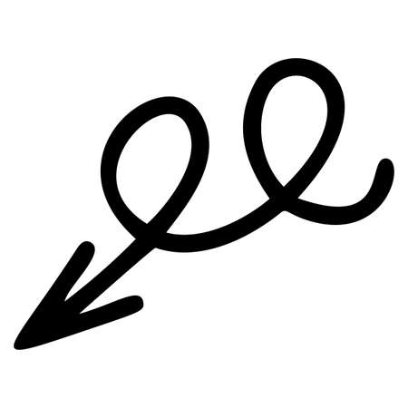 Curved arrow hand drawn vector illustration. Navigation sign, up curve isolated on white backgroundのイラスト素材