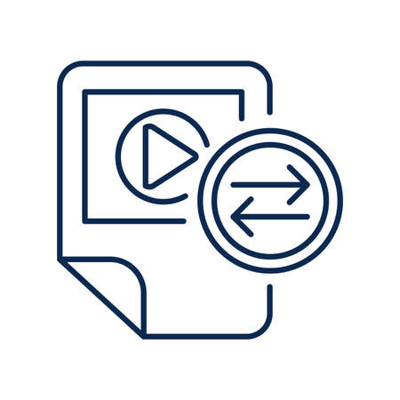 Video files exchange monochrome linear icon. Media message sending color thin line pictogramのイラスト素材
