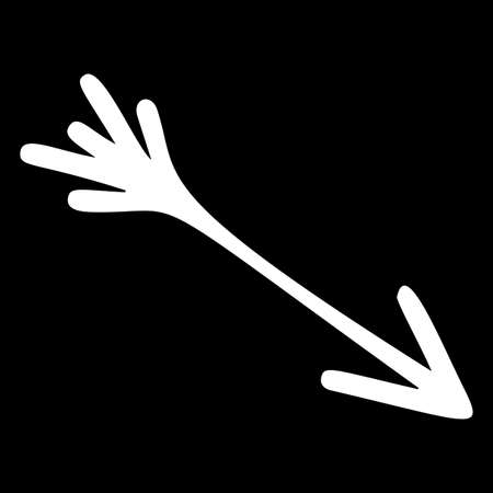 Bow arrow hand drawn illustration. Archery symbol, arrowhead isolated on black backgroundのイラスト素材