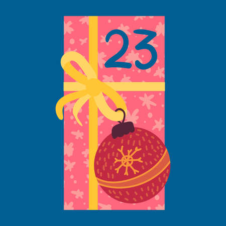 Christmas present from above flat vector illustrationのイラスト素材