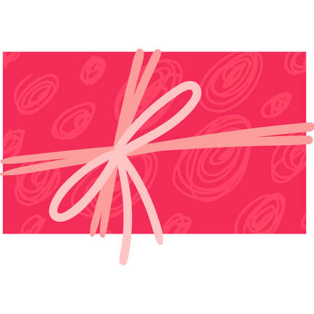 New year present box flat vector illustration. Christmas gift with ribbon and bowのイラスト素材