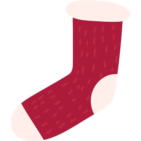Traditional red christmas stocking flat vector illustrationのイラスト素材