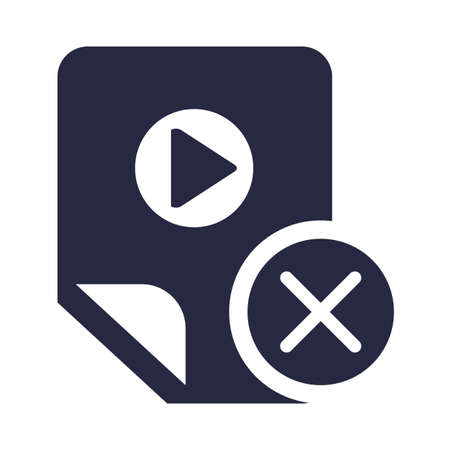 Multimedia player removal, app deletion glyph icon. Monocolor pictogram isolated on white background