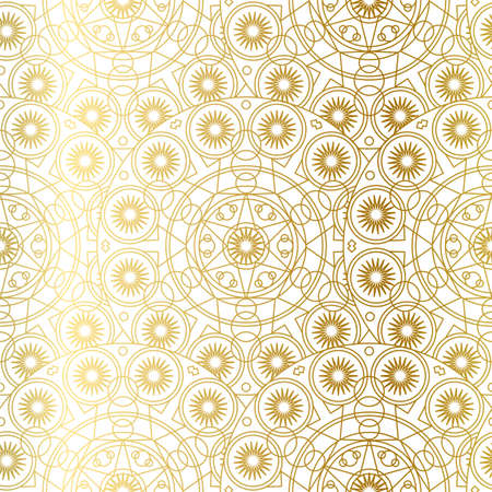 Golden Mandala Boho Seamless Pattern. Vectorのイラスト素材