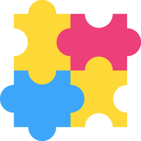 Logical thinking flat vector icon. Teamwork, collaboration, cooperation symbol. Cartoon puzzlesのイラスト素材