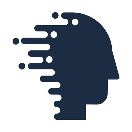 Technology Innovation  Human Head Icon Flat Isolated, Techno  Human Head Vector Illustration. Artificial Intelligence and Digital Communication Conceptのイラスト素材