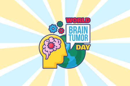 World brain tumor day background for poster or card design. International medical campaign element. Annual medicine disease event concept. Template flat vector illustrationのイラスト素材