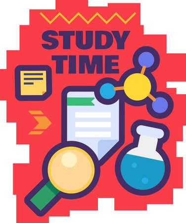Study time sticker for back to school concept. Creative label template on white background.のイラスト素材